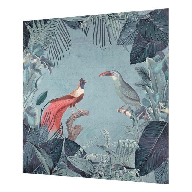 Andrea Haase Blue Gray Paradise With Tropical Birds