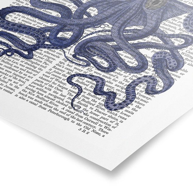 Prints blue Animal Reading - Octopus