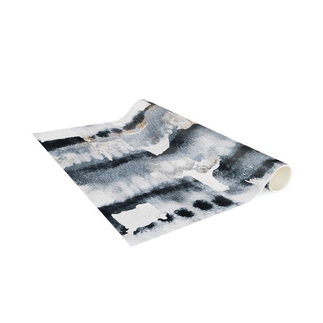 kitchen runner rugs Abstract Watercolour With Gold
