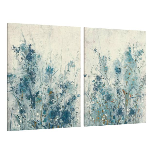 Modern art prints Blue Spring Meadow Set I