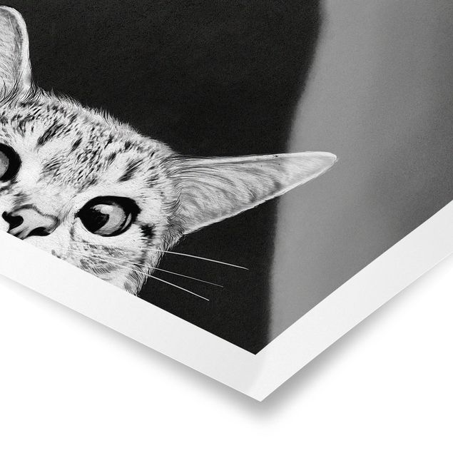 Animal wall art Illustration Cat Black And White Drawing