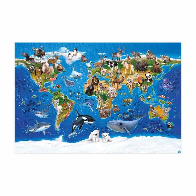 World map rugs Animal Club International - World Map With Animals