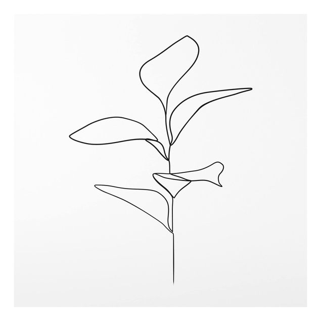 Kitchen Line Art Plant Leaves Black And White