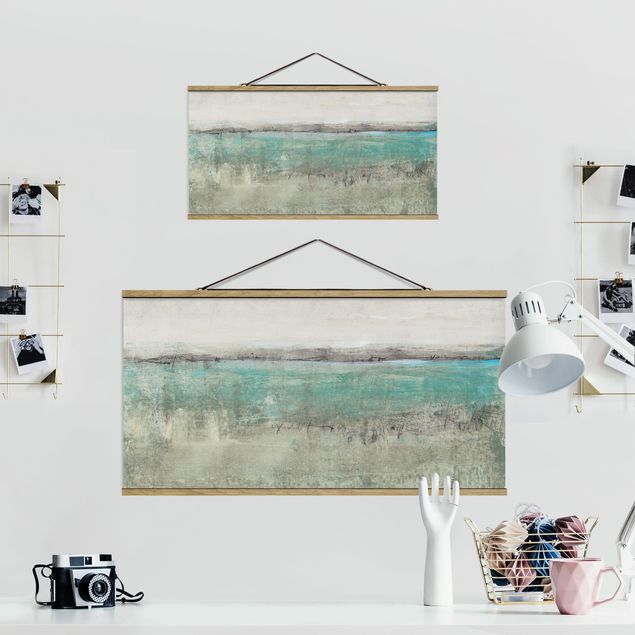 Fabric print with posters hangers Horizon Over Turquoise I