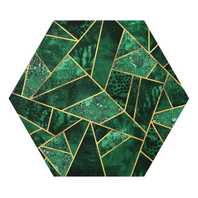 Green art prints Dark Emerald With Gold