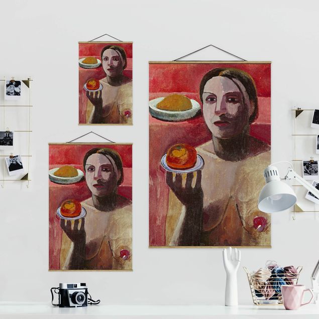 Prints portrait Paula Modersohn-Becker - Semi-nude Italian Woman with Plate
