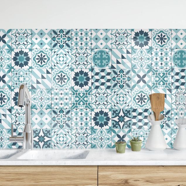 Kitchen Geometrical Tile Mix Turquoise