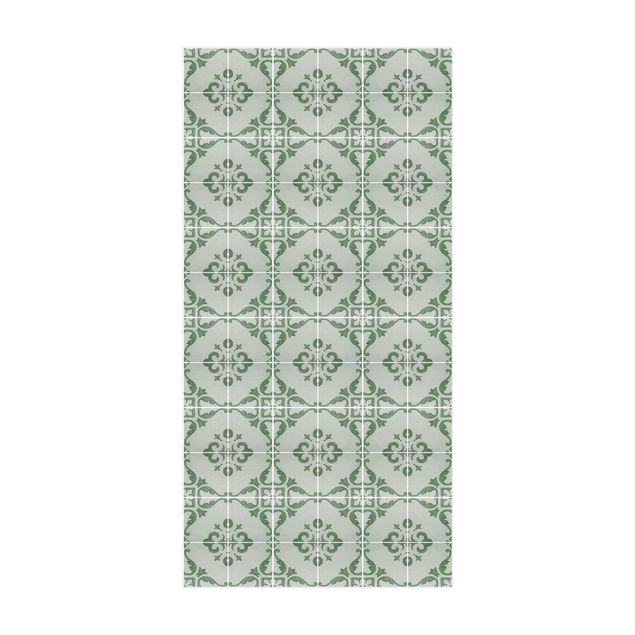 Tile rug Watercolour Tile Pattern Lagos Emerald Green