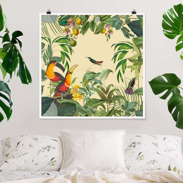 Kitchen Vintage Collage - Birds In The Jungle