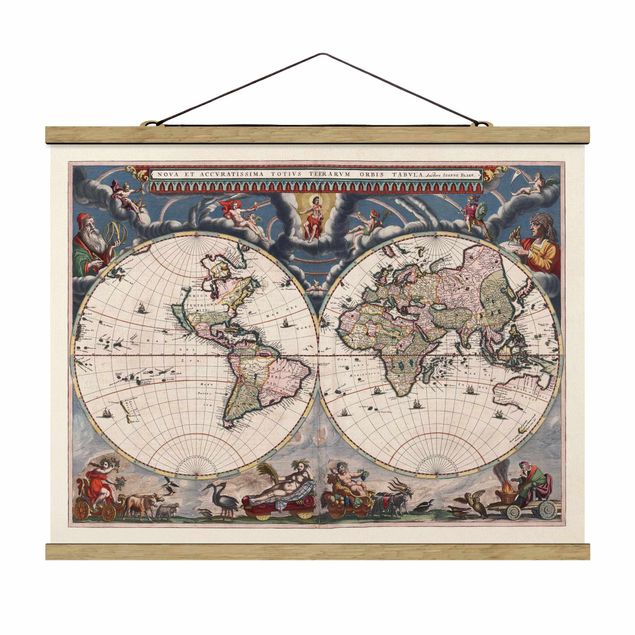 Retro wall art Historic World Map Nova Et Accuratissima Of 1664