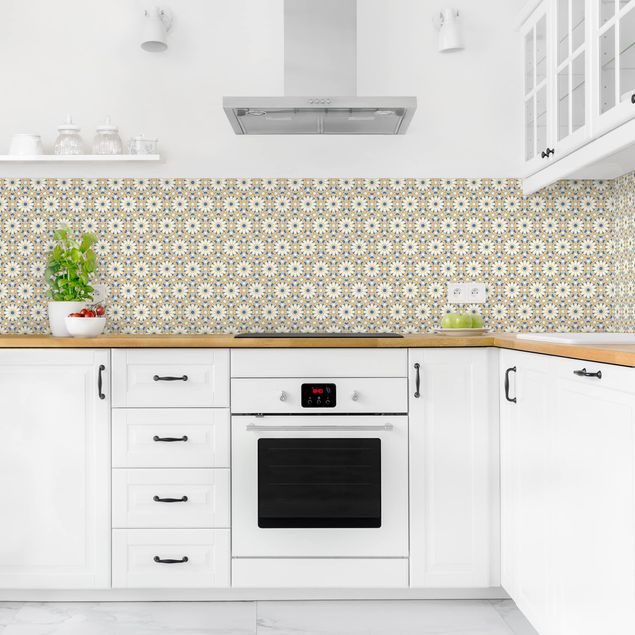 Kitchen splashback patterns Oriental Patterns With Yellow Stars