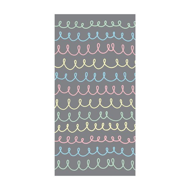 Modern rugs Drawn Pastel Coloured Squiggly Lines On Grey Backdrop
