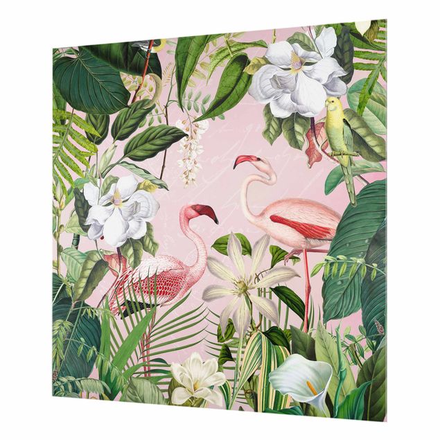 Andrea Haase Tropical Flamingos With Plants In Pink