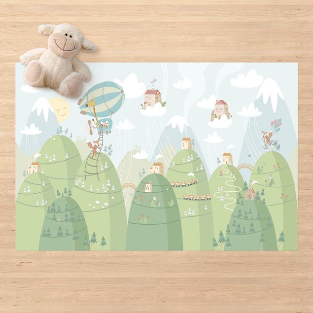 outdoor mat Forest With Houses And Animals