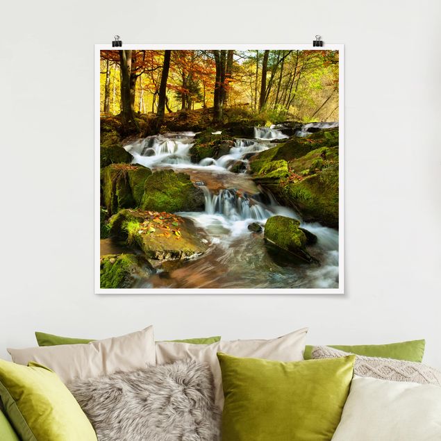 Landscape canvas prints Waterfall Autumnal Forest