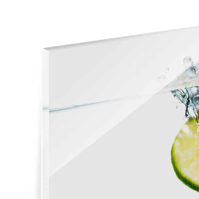 Glass Splashback - Lemon And Lime In Water - Panoramic