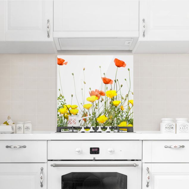 Glass splashback kitchen flower Wildflowers