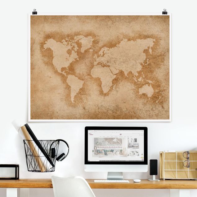 Kitchen Antique World Map