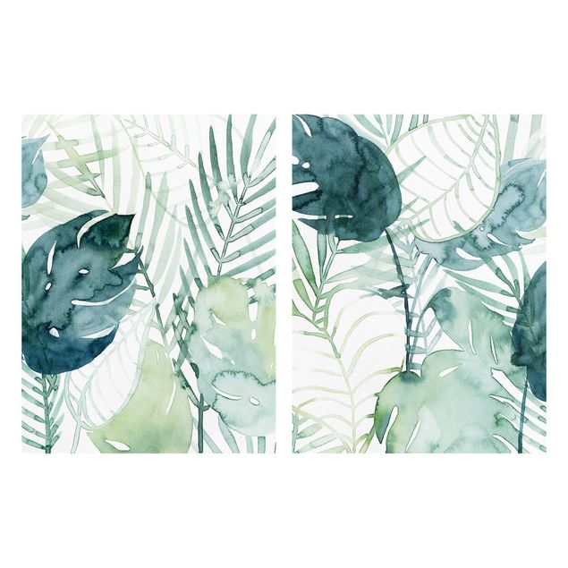 Prints Palm Fronds In Water Color Set II