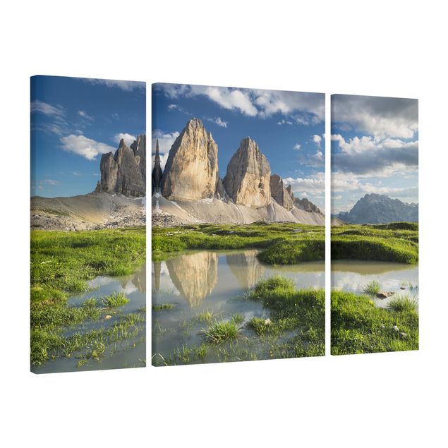 Mountain canvas wall art South Tyrolean Zinnen And Water Reflection