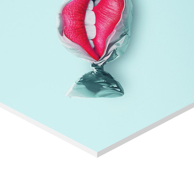 Hexagon photo prints Candy With Lips