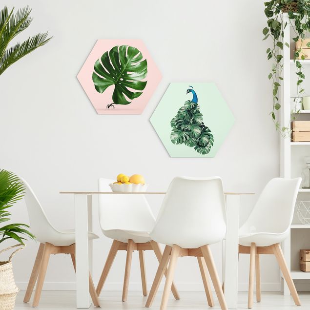 Canvas art Ant And Peacock Monstera Leaves