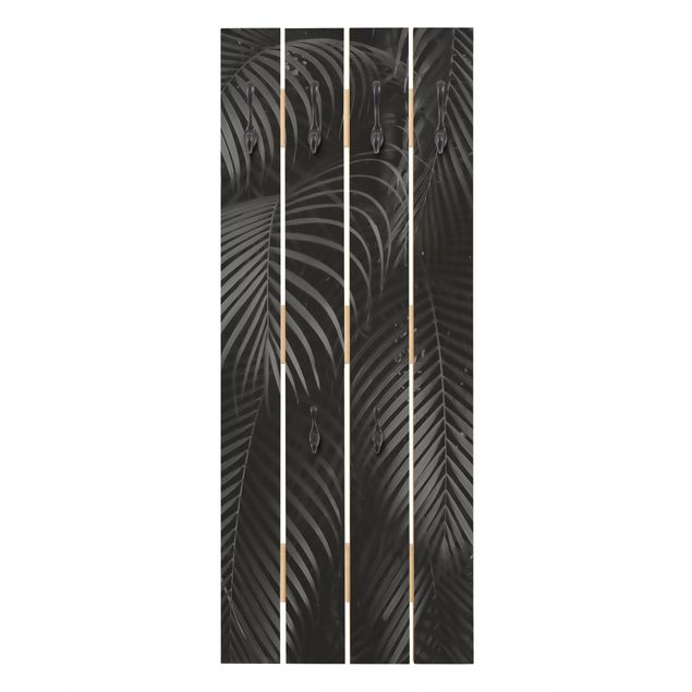 Wall mounted coat rack black Black Palm Fronds