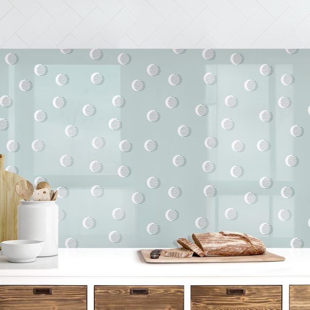 Kitchen Pattern With Dots And Circles On Bluish Grey II