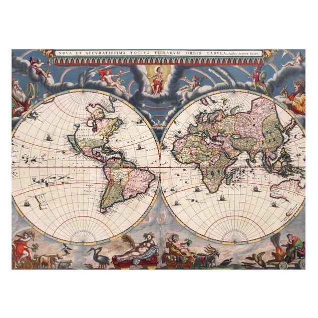 Magnet boards maps Historic World Map Nova Et Accuratissima Of 1664