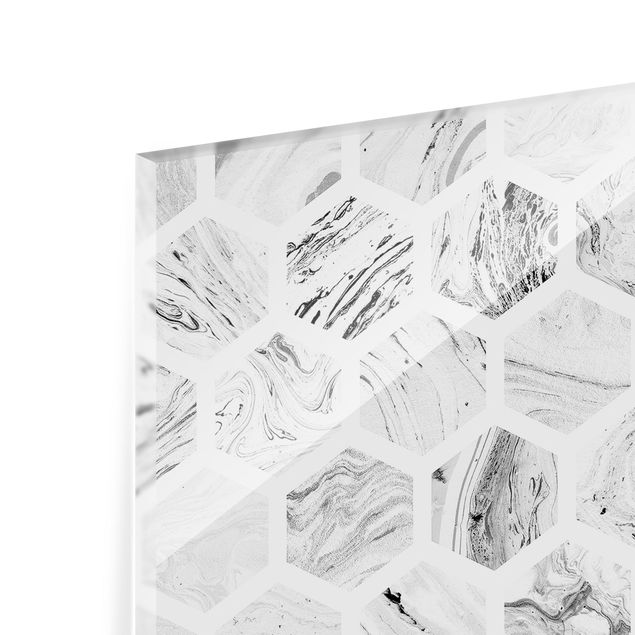 Splashback - Marble Hexagons In Greyscales  - Square 1:1