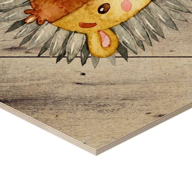 Prints on wood Watercolor Hedgehog On Wood