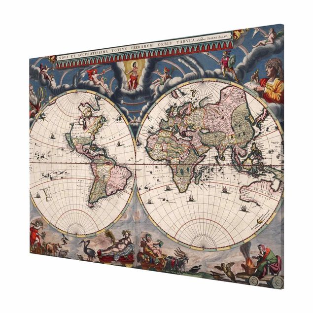 Prints vintage Historic World Map Nova Et Accuratissima Of 1664