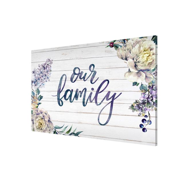 Magnet boards sayings & quotes Our Family Watercolour On Wooden Board