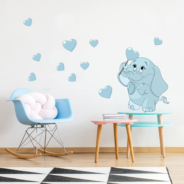 Wall stickers animals Baby Elephant With Blue Hearts