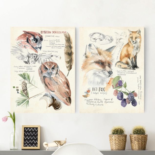 Kitchen Wilderness Journal Owl And Fox Set I