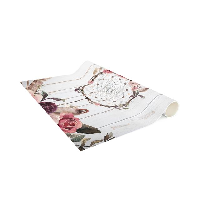 Runner rugs Dream Catcher Feathers Wood Look White