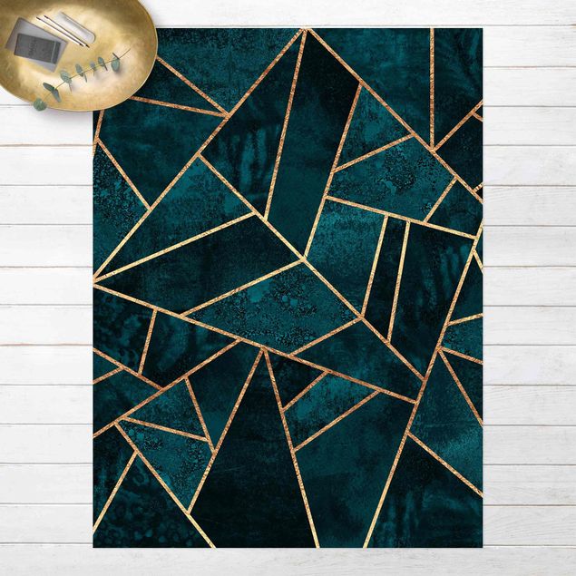 Outdoor rugs Dark Turquoise With Gold