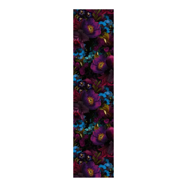 Sliding panel curtains flower Purple Blossoms With Blue Flowers