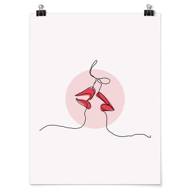 Love prints Lips Kiss Line Art
