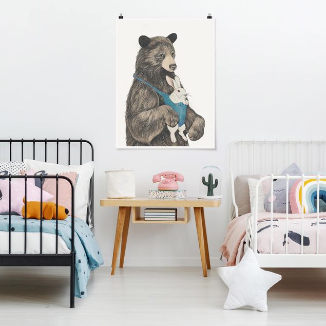 Art posters Illustration Bear And Bunny Baby