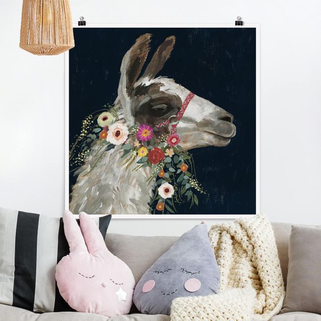 Kids room decor Lama With Floral Decoration I