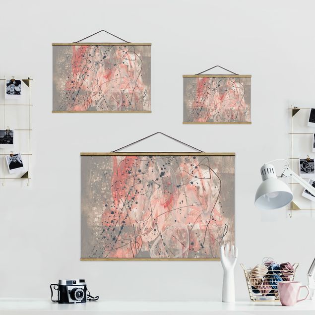 Fabric print with posters hangers Blush I