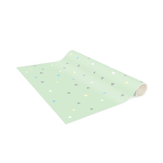 kitchen runner rugs Colourful Drawn Pastel Triangles On Green