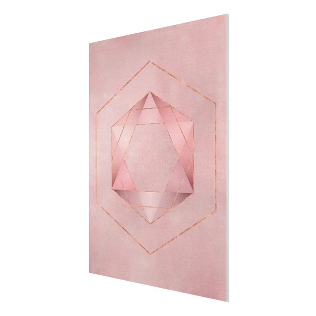 Abstract art prints Geometry In Pink And Gold I