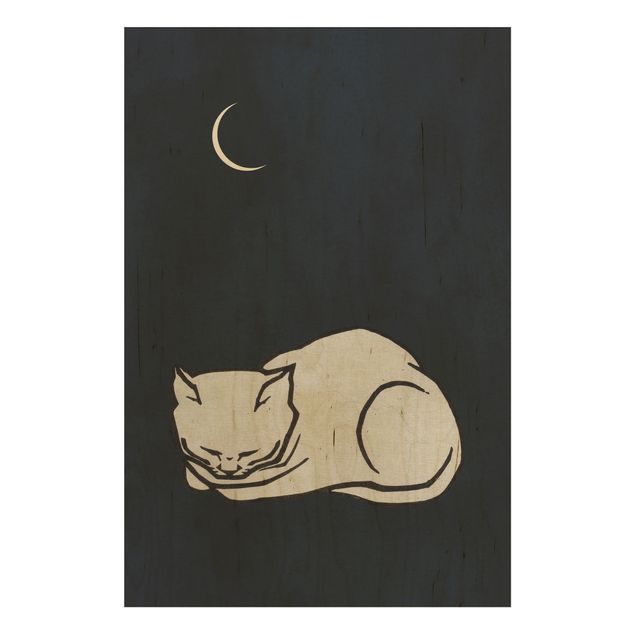 Prints Sleeping Cat Illustration