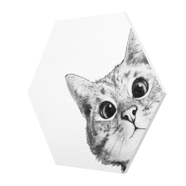 Prints modern Illustration Cat Drawing Black And White