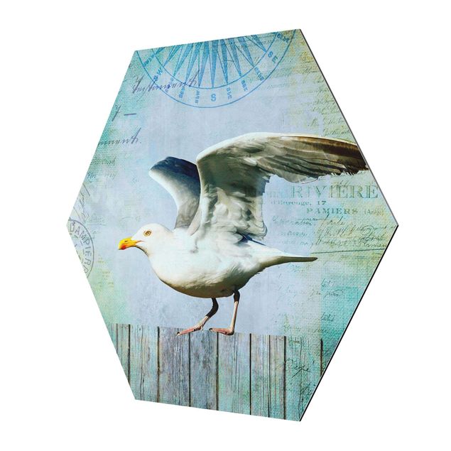 Andrea Haase Vintage Collage - Seagull On Wooden Planks