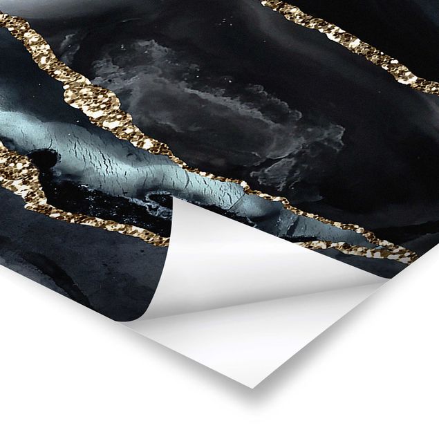 Prints Black With Glitter Gold