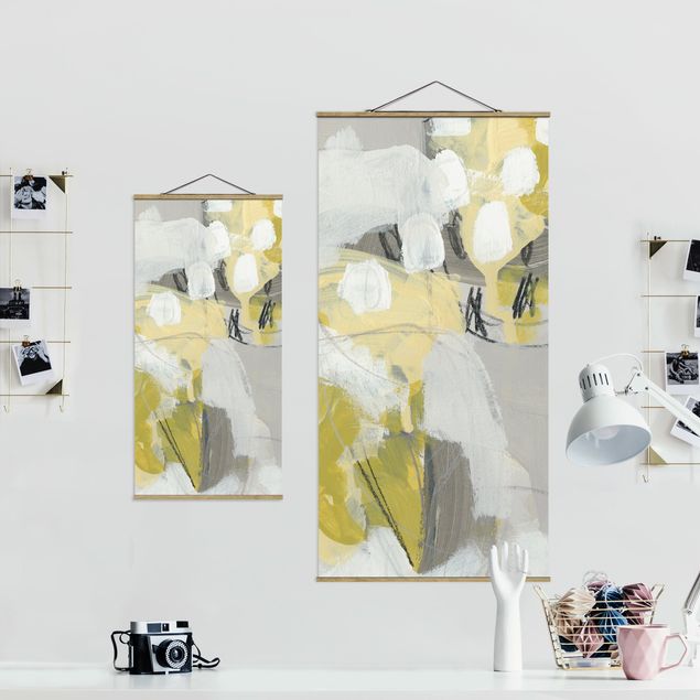 Fabric print with posters hangers Lemons In The Mist I