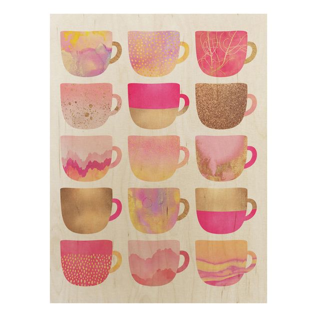 Prints Golden Mugs With Light Pink